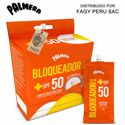 Bloqueador Solar SPF 50 en sachet de 10 gramos con Tapita – Palmera Sun