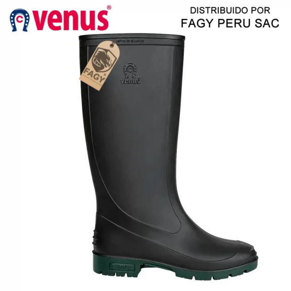 Bota de PVC Pantanera Negro, planta Verde