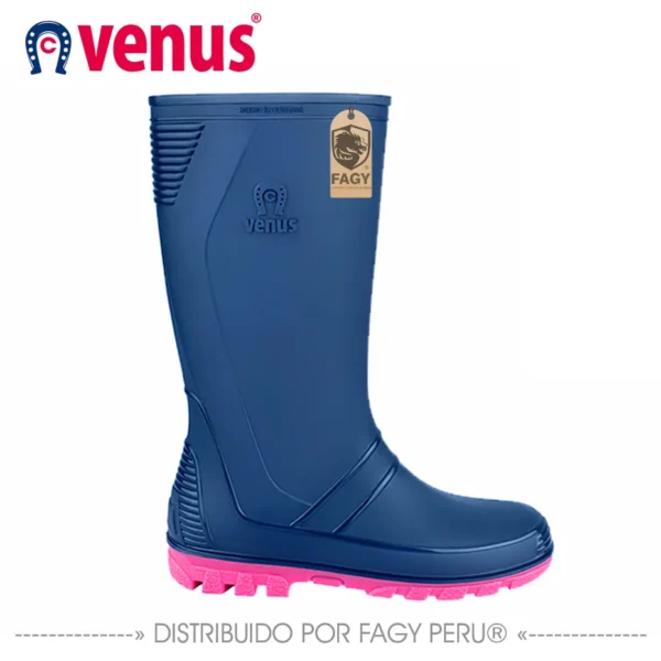 Bota impermeable andina azul fucsia