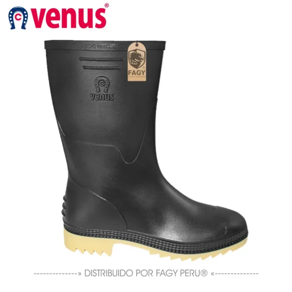 Bota impermeable caminera negra amarilla