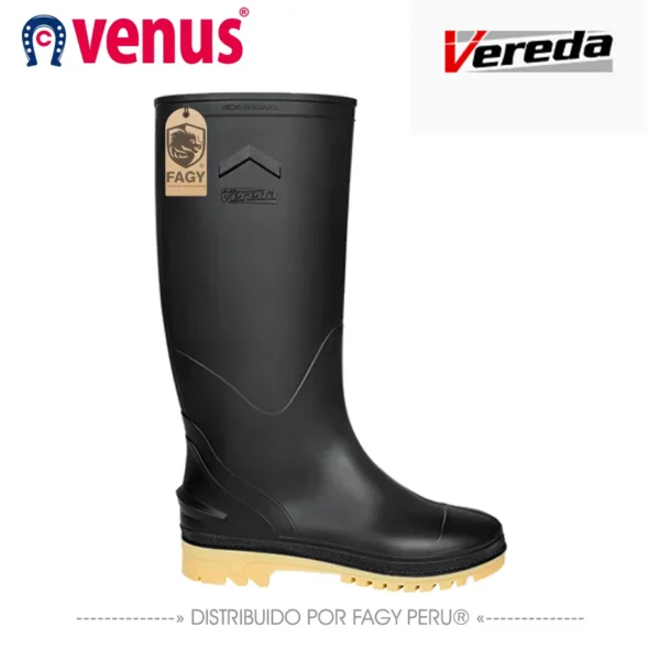 Bota impermeable granjera negro amarillo