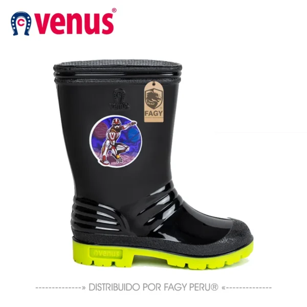 Bota venus infantil con sticker ultra negro verde