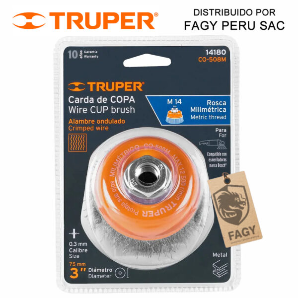 Escobilla tipo copa alambre ondulado 3″ Truper 14180